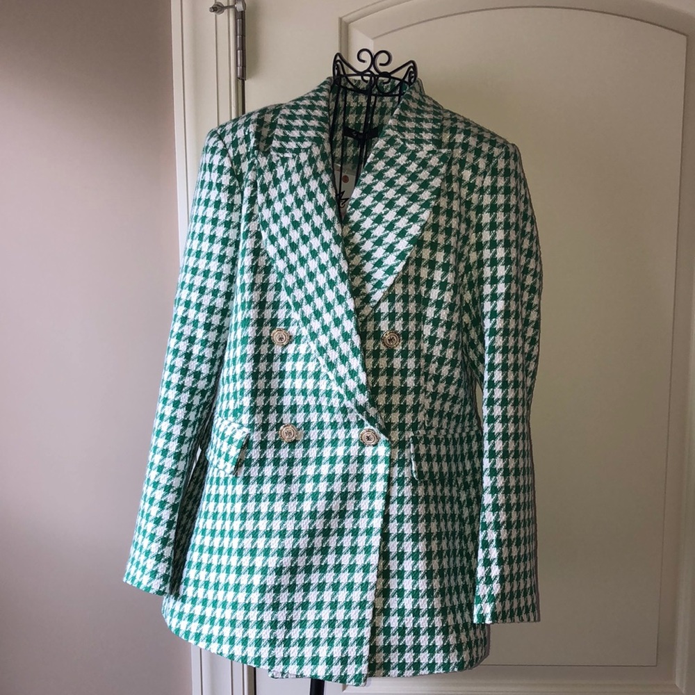 NWT green and white blazer